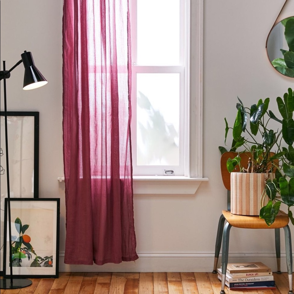 Magenta Gauze Curtain Panels (Set of 2)